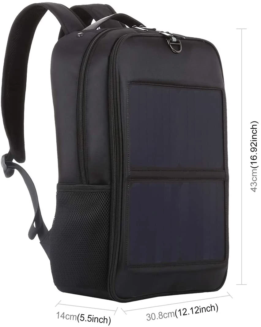 14W Solar Panel Power Backpack Laptop Bag with Handle and USB