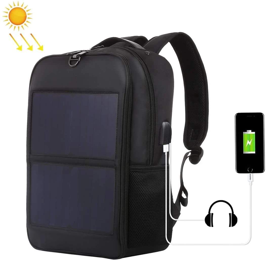 14W Solar Panel Power Backpack Laptop Bag with Handle and USB