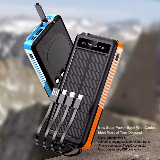 Outdoor 10000mAh Portable Solar Charger Waterproof Solar Power Bank Panel Charger
