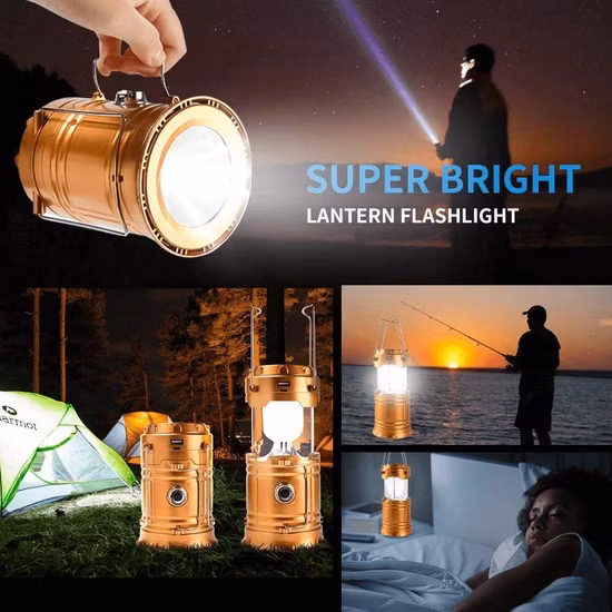 Solar LED Rechargeable Portable Emergency Camping Light for Outdoor Tent Lamp