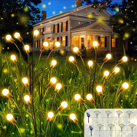 Solar Firefly Light Waterproof LED Garden Light for Lawn Floor Path Decoration LED Wind Swing Light