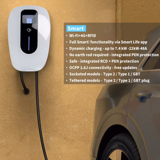 Weeyu WiFi Ocpp1.6j RS-485 CE RoHS Reach Listed Fast Charging7kw 11kw 22kw Wall Box IEC Standard Electric Car Charger Type 2 EV Charging Station
