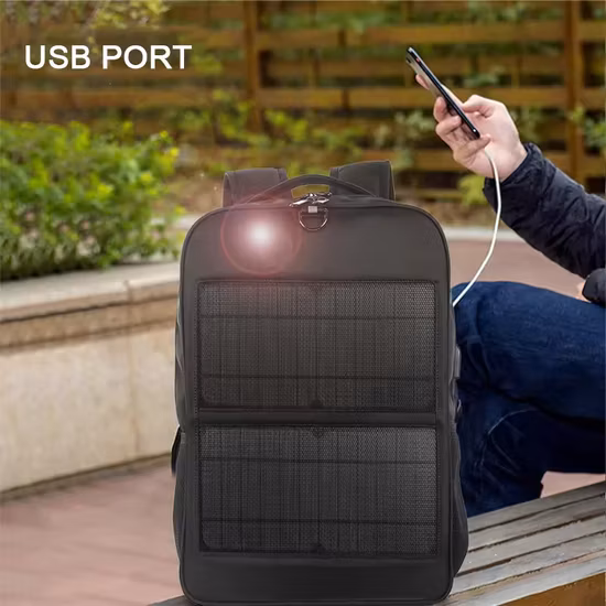 14W Solar Panel Power Backpack Laptop Bag with Handle and USB